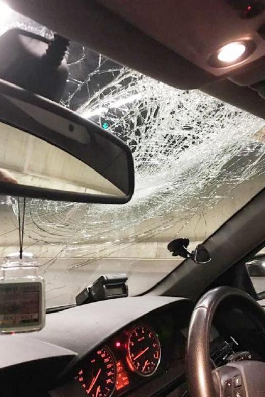 Driver swallows glass piece after chair smashes into moving car on CTE