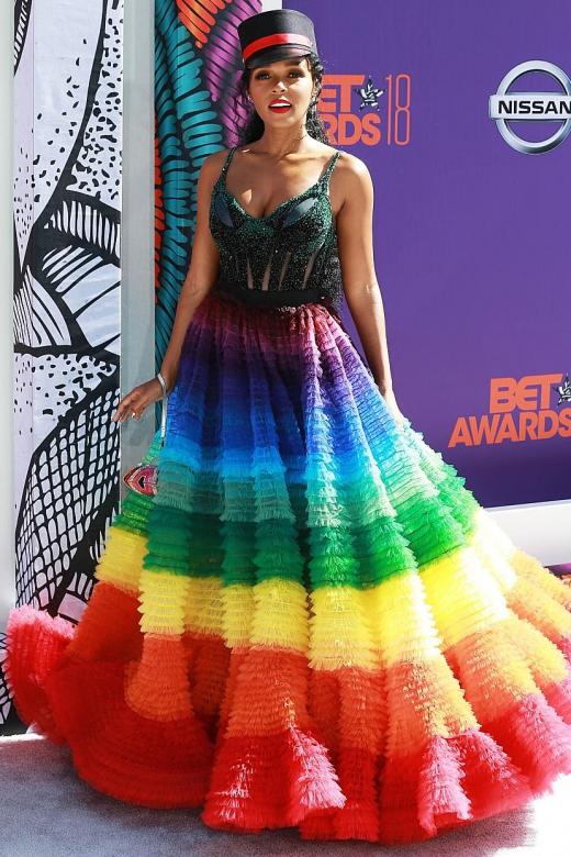 Janelle Monae brings rainbows to the red carpet