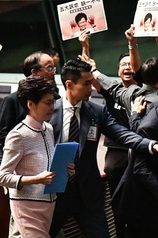 HK’s Lam forced to abandon speech