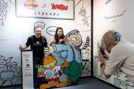 NLB launches Garfield-Mr Kiasu pop-up comic library at Centrepoint