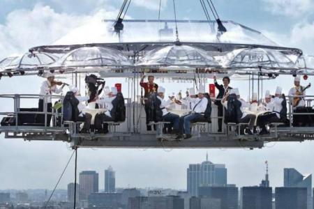 Crane-lifted restaurant opens for thrill-seekers in Jakarta