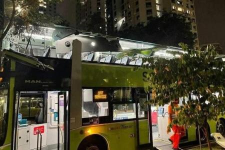 54-year-old man injured after SBS Transit bus crashes into tree in Bishan and gets top ripped off