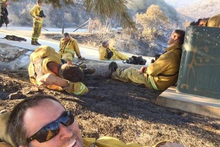 Firefighter's selfie after battling raging California fires goes viral