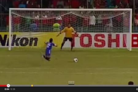 Here's an epic penalty...Maldivian falls, gets up and scores 