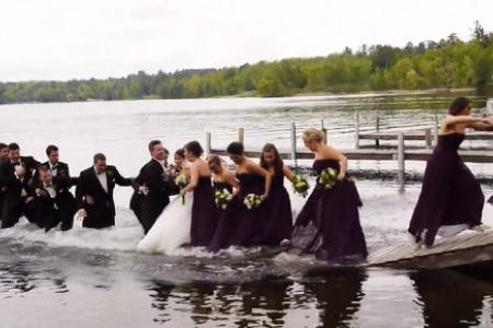 VIDEO: Wedding party photoshoot goes so, so wrong