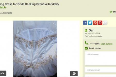 Jilted husband sells wife's wedding dress in hilarious online ad