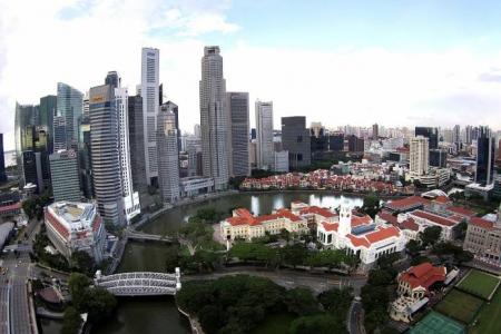 Unusual views of Singapore city skyline