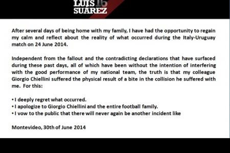 Suarez apologises to Chiellini (sort of)