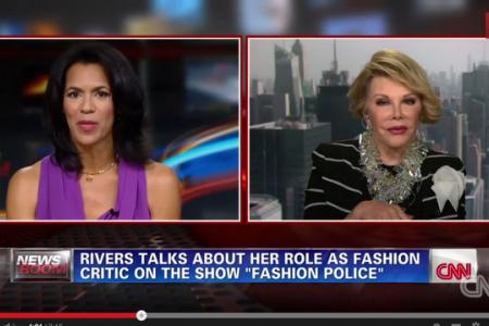 Fashion police queen Joan Rivers walks out during CNN interview