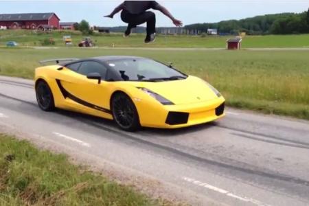 Swede jumps over speeding Lamborghini 