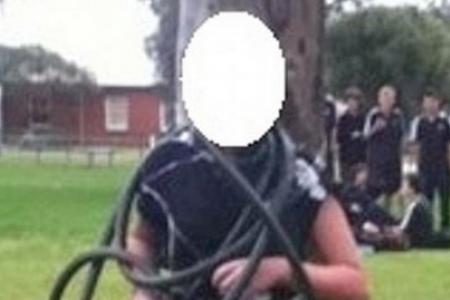 Bullies tied girl to tree, then do sick act...