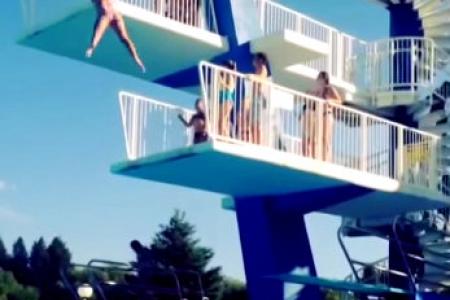 Video: Woman's dive goes horribly wrong