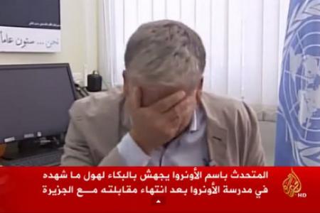VIDEO: UN official breaks down after talking about Gaza school shelling