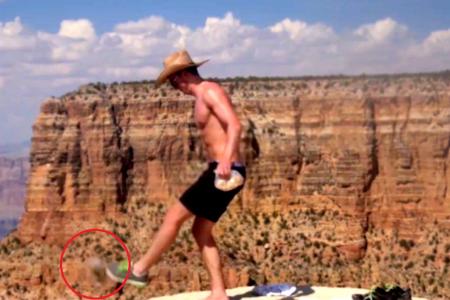 Heartless man kicks squirrel into Grand Canyon