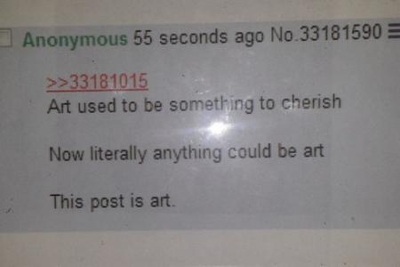 Is this art? Screenshot of message board post 'sells' for more than $100,000 on eBay