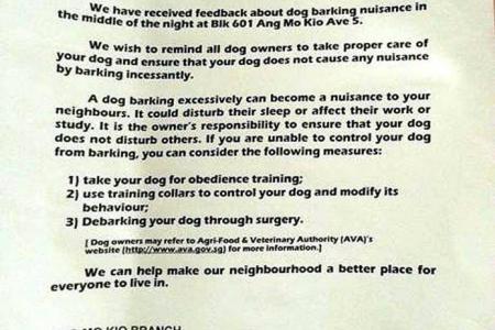 'Debark' advice for noisy dogs was insensitive, says HDB