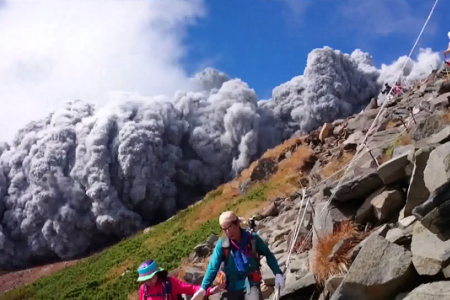 WATCH: Hikers run from Japan volcano explosion
