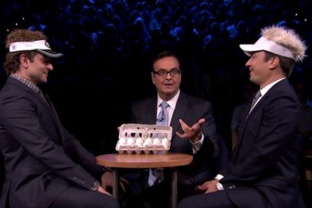 WATCH: Jimmy Fallon and Bradley Cooper get eggy with each other 