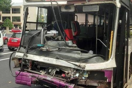 9 hurt in bus-lorry crash at East Coast Road