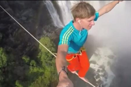 WATCH: Tightrope walkers cross Victoria Falls   