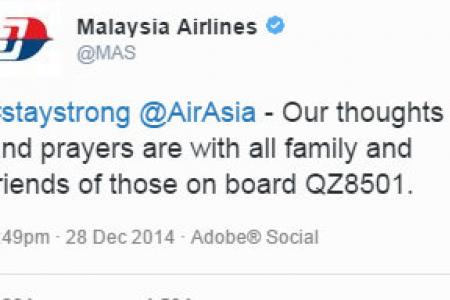 Air Asia QZ8501: Malaysia Airlines, ministers tweet support