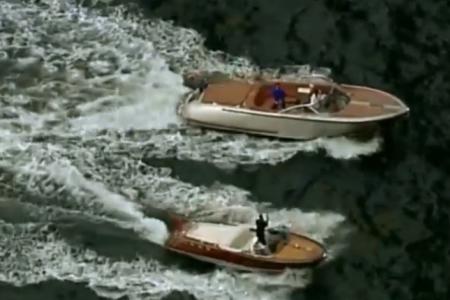 WATCH: Tennis stars Roger Federer and Lleyton Hewitt play tennis on speedboats in Sydney