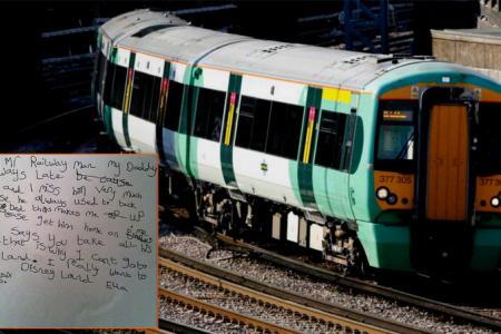 Girl, 6, writes complaint letter to train network saying:  'Daddy can't tuck me into bed because he's always late'  