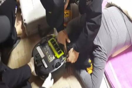 Robot vacuum cleaner sucks up woman's hair while she's asleep