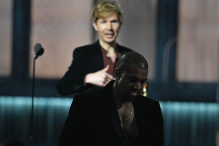 Grammys: Kanye West almost crashes winner's speech again
