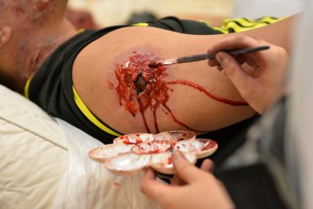 Say 'owww'! ITE students use make-up skills to add realism to SCDF exercise