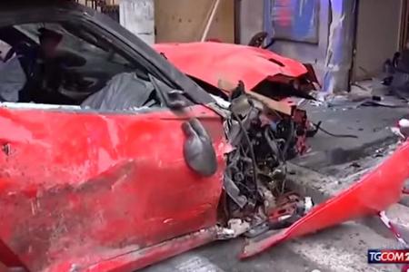 Ferrari 599 destroyed after valet confuses the accelerator with the brake
