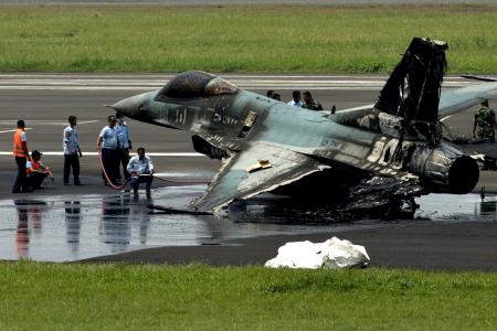 Indonesian fighter jet catches fire on runway, pilot jumps to safety