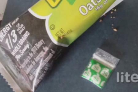 Grandmother finds a bag of cocaine in granola bar
