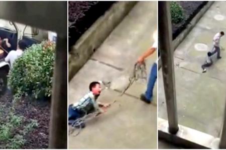 Father drags son, 10, around by rope to punish him for not studying