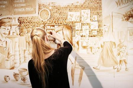 Estonian artist creates paintings with coffee in S'pore