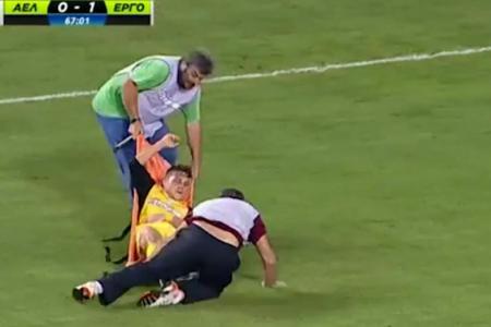 WATCH: Inept stretcher bearers drop injured player twice