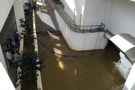 Singaporean shopping in Johor Baru: Floods turned road into river