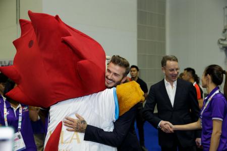 David Beckham surprises para athletes in Singapore