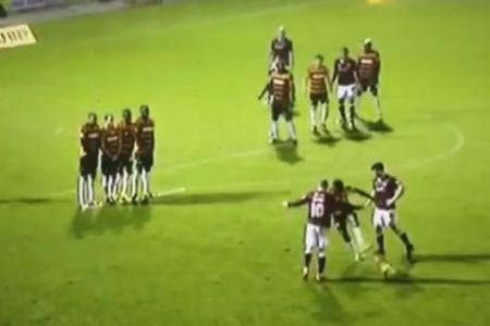 WATCH: How not to defend a free kick