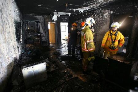 HDB unit catches fire, family pet dead
