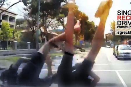 Video: Teens on bike crash into car