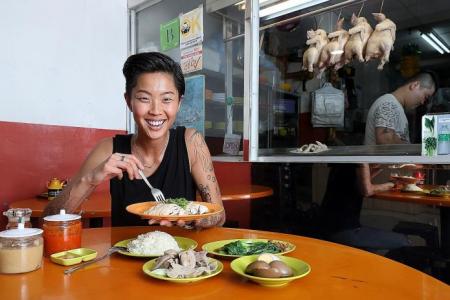 Top Chef winner Kristen Kish chows down on chicken rice