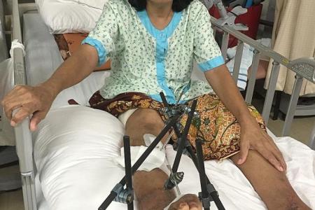She can't walk, but worries for hubby