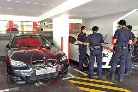 Red paint splashed on two cars in Tampines car park