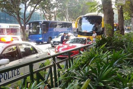 Ferrari driver stops car in middle of busy Orchard Road