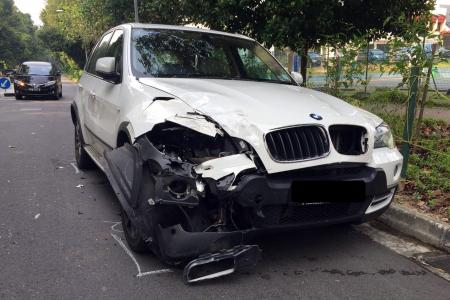 BMW smashes into back of police car