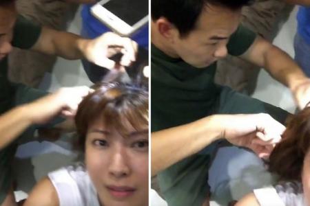 Glass shards rain down on Jeanette Aw during filming freak accident