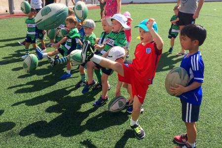  Dragons Rugby club under-5s in action.
