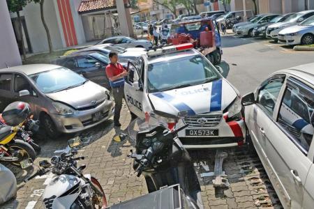 Police cars involved in multi-vehicle accident in Jurong East