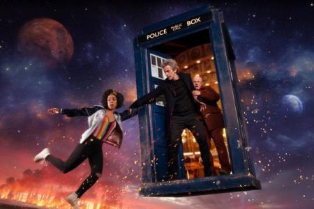 Doctor Who returns for Season 10 with Pater Capaldi as the Doctor, Pearl Mackie as Bill POtts and Matt Lucas as Nardole